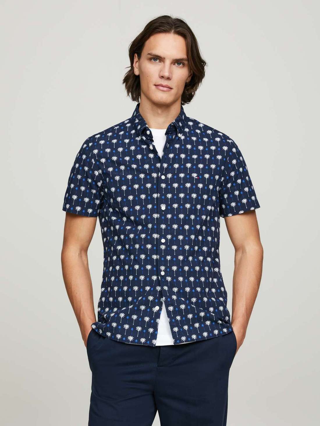Рубашка с короткими рукавами и двухцветным принтом MINI PALM PRINT SF SHIRT