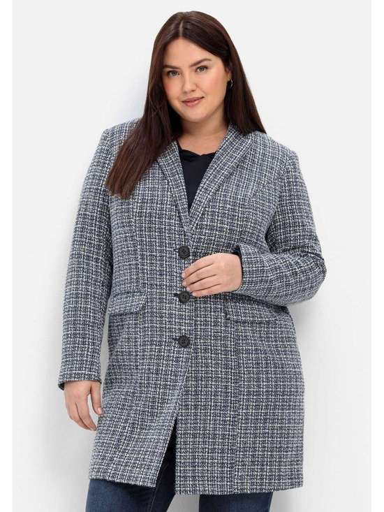 Короткое пальто в стиле букле с клетчатым узором Große Größen