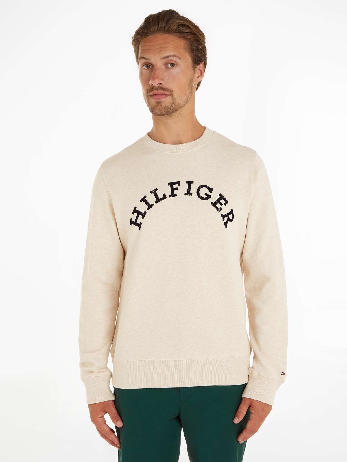 толстовка с рваным принтом»HILFIGER ARCHED HTR SWEATSHIRT«