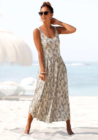 Платье миди, с цветочным принтом, воздушное летнее платье, пляжное платье.