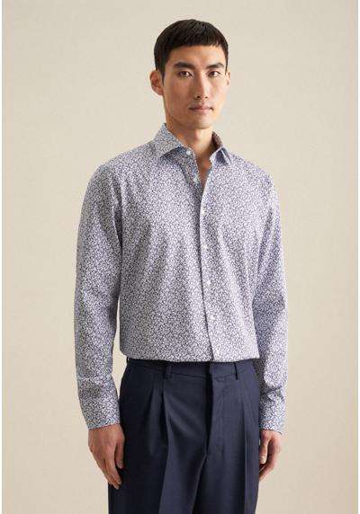 Рубашка деловая, стандартный длинный рукав, воротник Кент с цветочным принтом