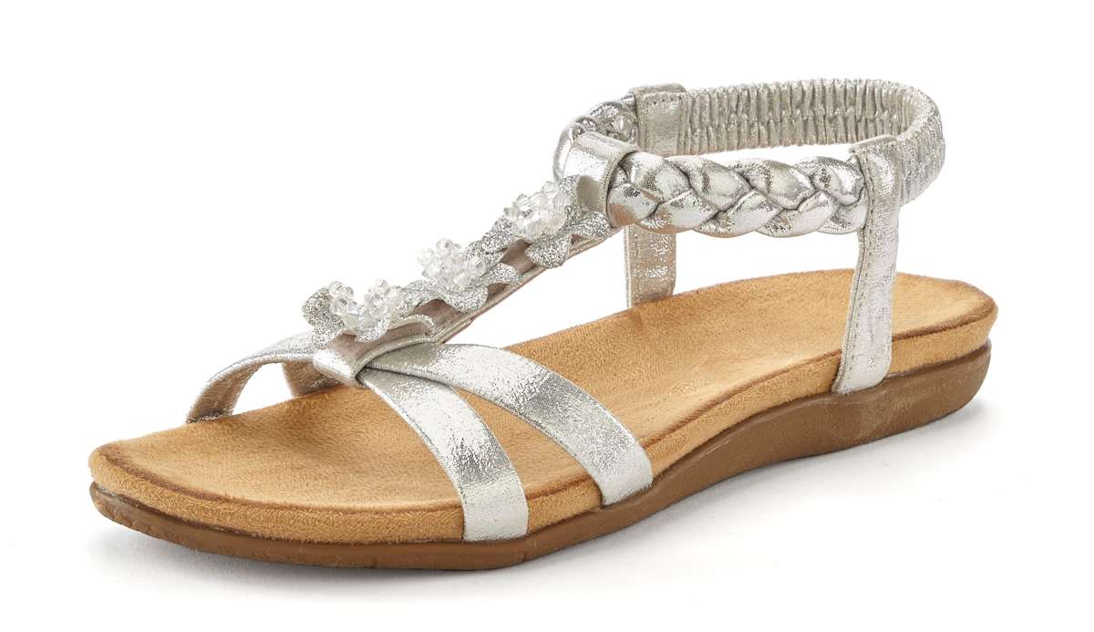 Сандалии, сандалии, летняя обувь с драгоценными камнями и эластичным ремешком.