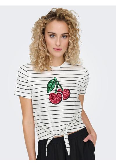 Cloud Dancer Stripes:Black + print cherry