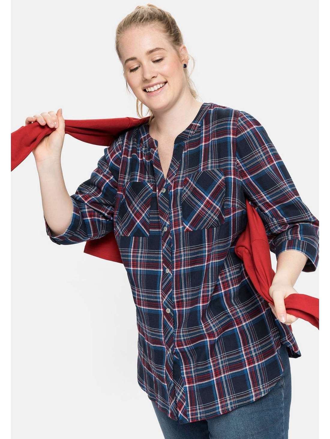 Клетчатая блузка Große Größen