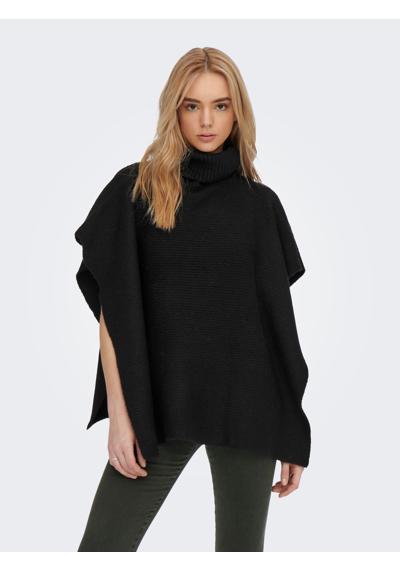 Вязаное пончо в рубчик с водолазкой »ONLLOVISA LIFE KNIT PONCHO ACC«