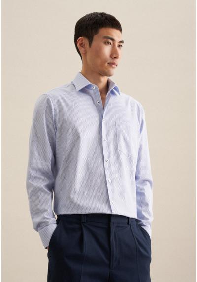 Рубашка деловая, стандартная, удлиненные рукава, воротник «Кент», мелкий узор.