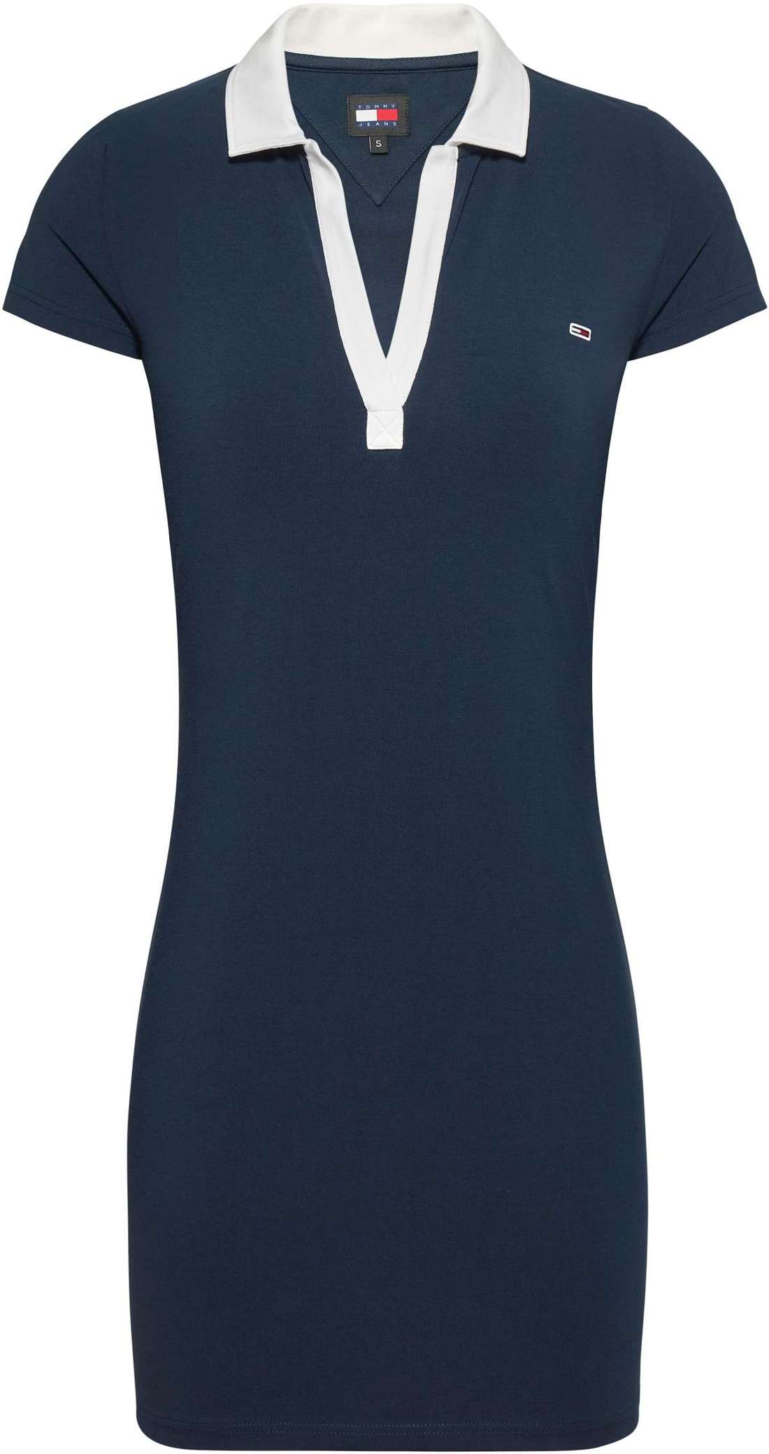Платье-поло с вышивкой фирменного лейбла TJW CONTRAST V POLO DRESS