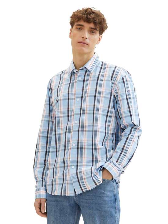 light blue multi check