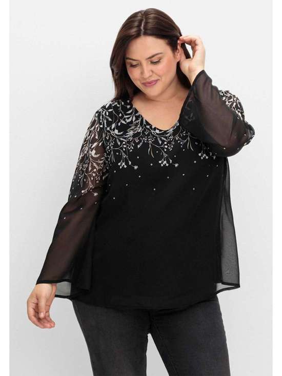 Шифоновая туника с принтом по всей поверхности Große Größen