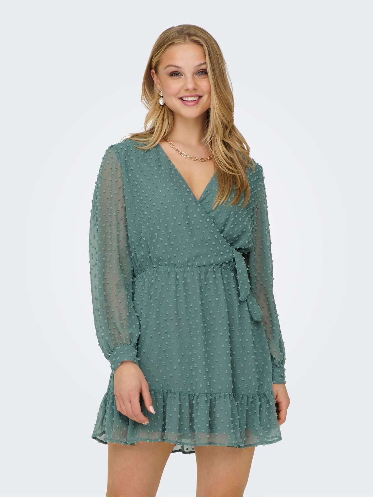 Платье с запахом ONLTIVA L/S DOBBY FAKE WRAP DRESS WVN