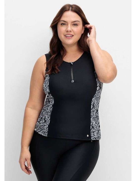 Топ танкини с мягкими чашками и молнией спереди. Große Größen