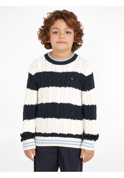 Вязаный свитер детский до 16 лет с вышивкой логотипа.