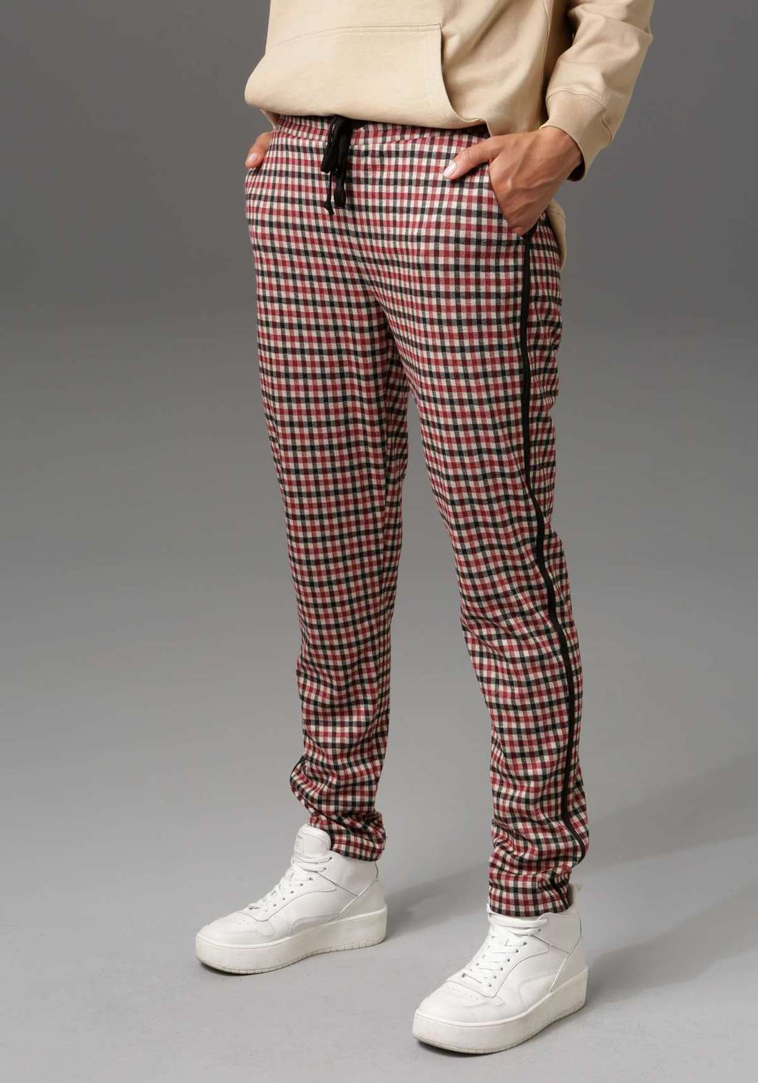 Брюки без застежки с галлоновыми полосками