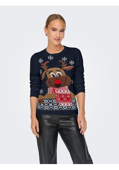 Рождественский свитер ONLXMAS LS O-NECK MIX DETAIL BOX KNT