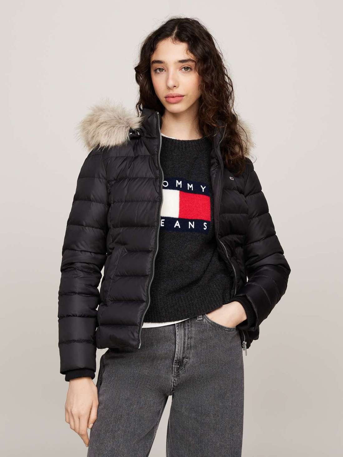 Стеганая куртка больших размеров с капюшоном TJW BASIC HOODED DOWN JACKET EXT