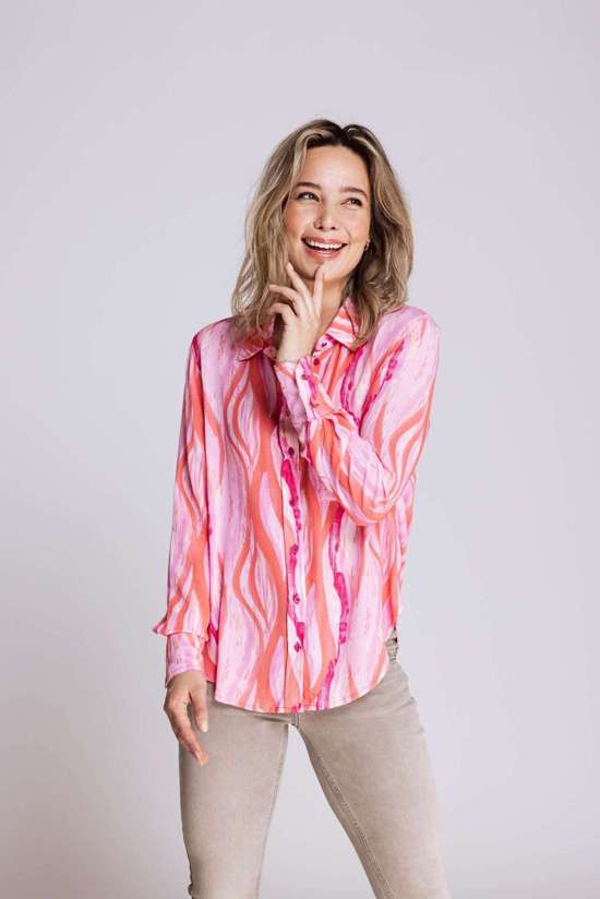 Блузка с длинными рукавами и принтом по всей поверхности