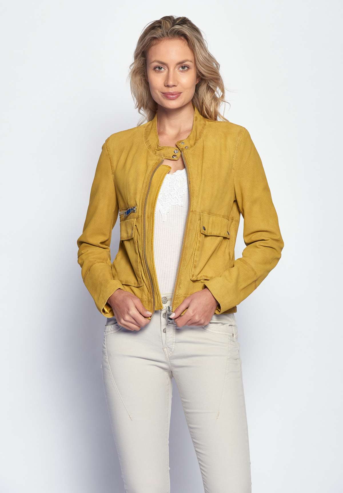 Кожаный пиджак MAZE желтый цвет купить в магазине одежды JOYLY.RU с  доставкой по России