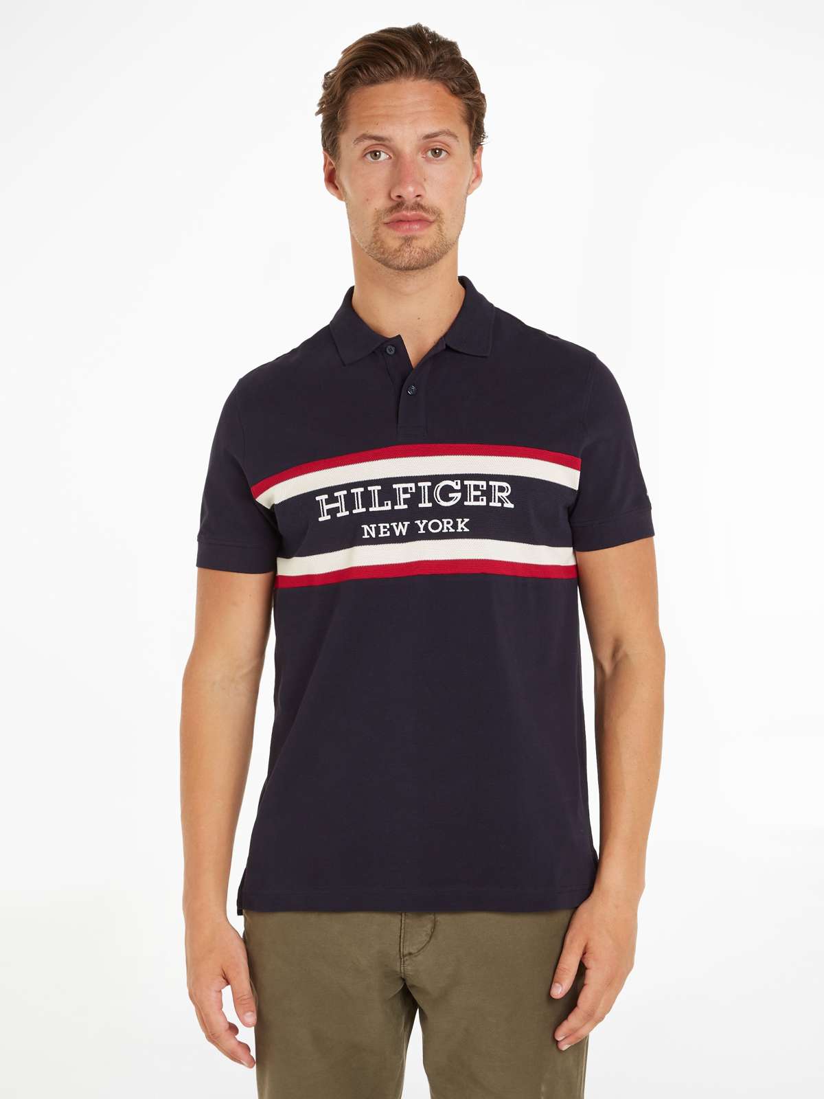 Рубашка-поло с крупной надписью Tommy Hilfiger»MONOTYPE COLORBLOCK REG POLO«