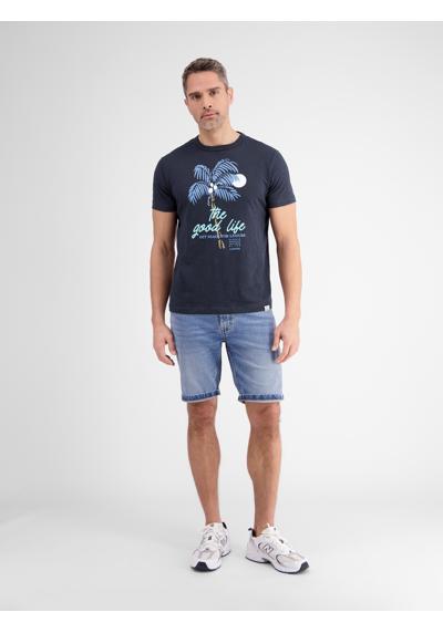 футболка LERROS Rundhals T-Shirt für Herren mit Palmenprint
