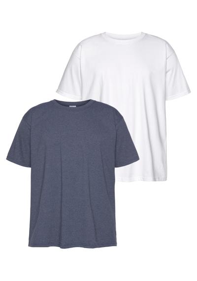 navy meliert + weiß