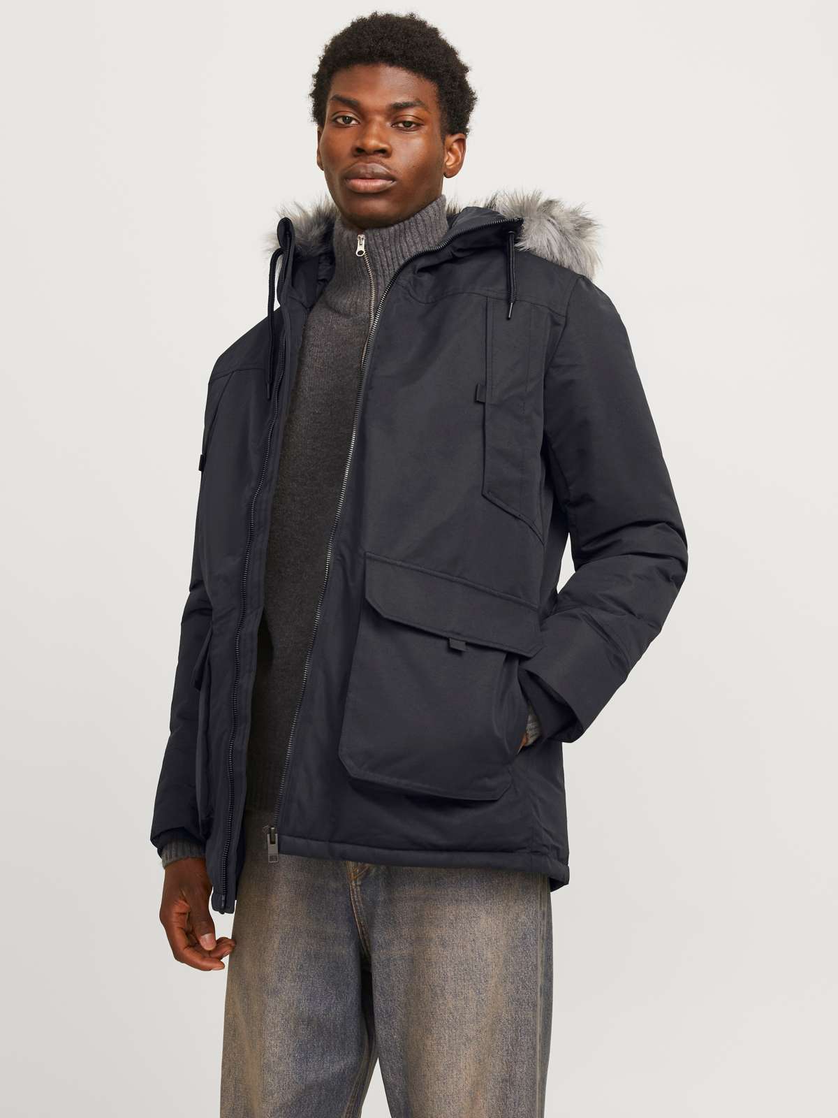 Парка с капюшоном JJECONSTRUCT FAUX FUR PARKA SN