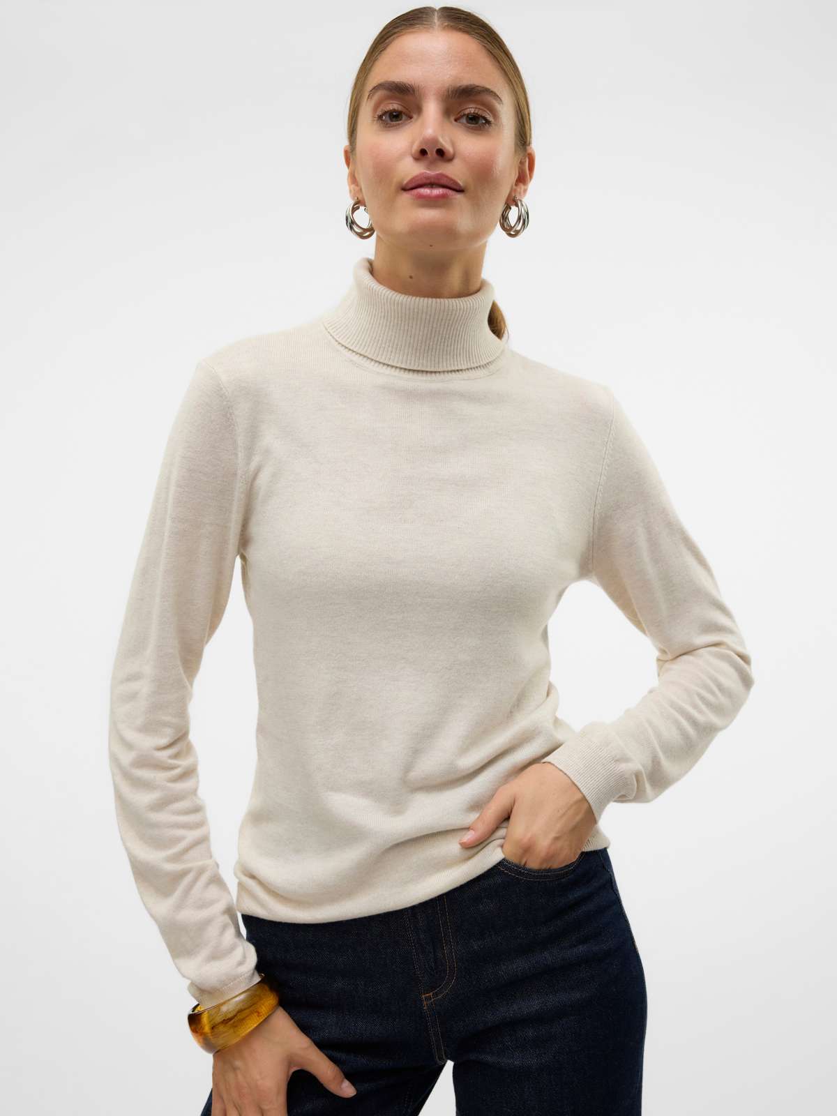 Вязаный свитер VMIRIS LS ROLLNECK PULLOVER GA NOOS