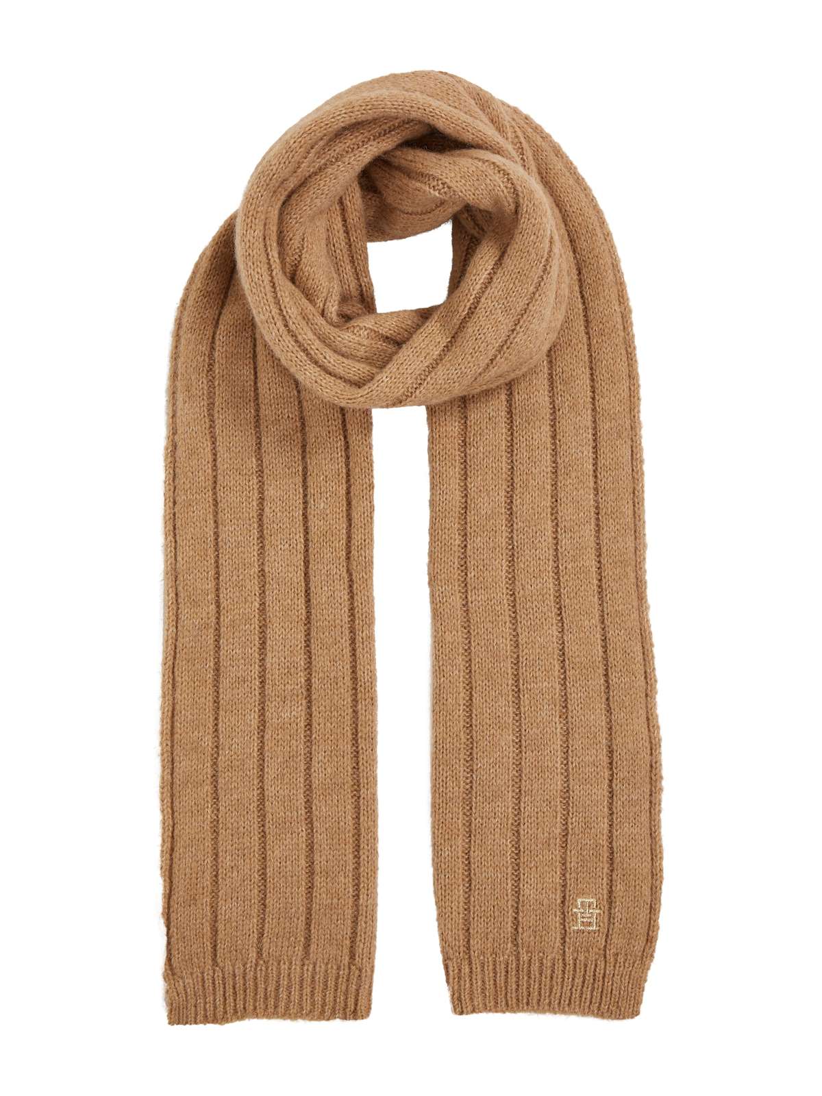 Шарф вязанной вязки, шарф вязанной резинкой с монограммой.
