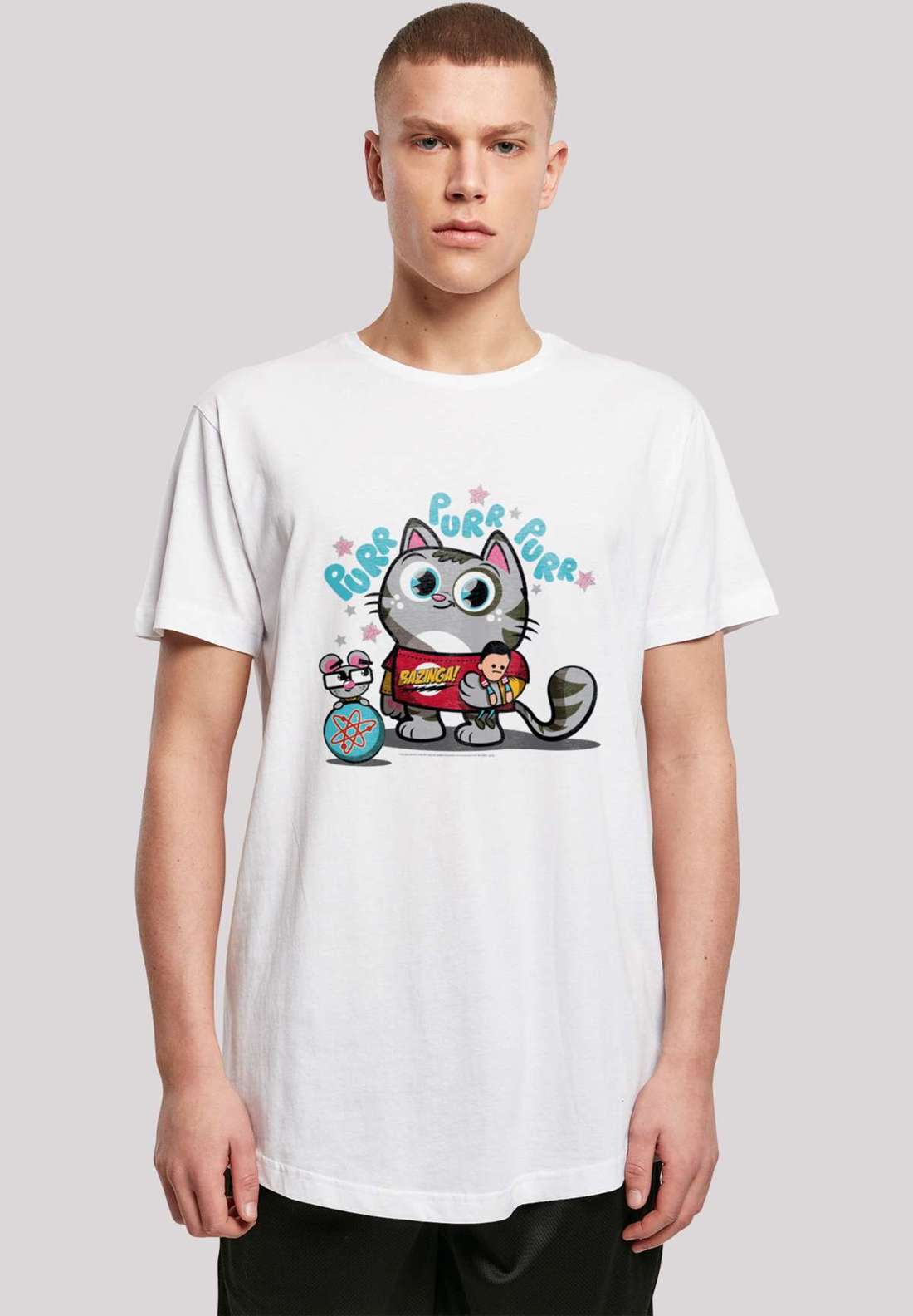 футболка Long Cut Shirt `Big Bang Theory Bazinga Kitty`