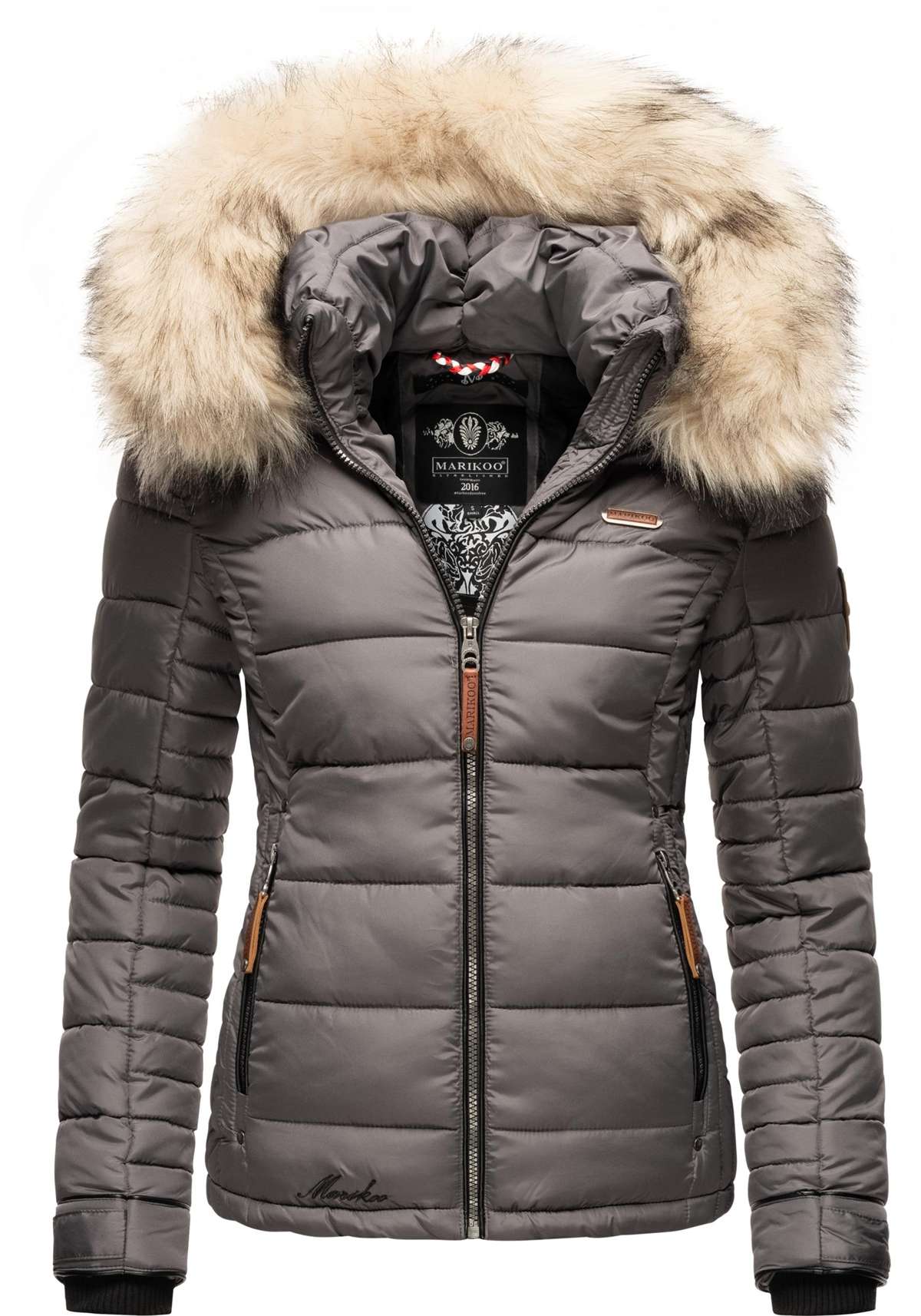 Зимняя куртка с капюшоном, зимняя стеганая куртка со съемным искусственным мехом.