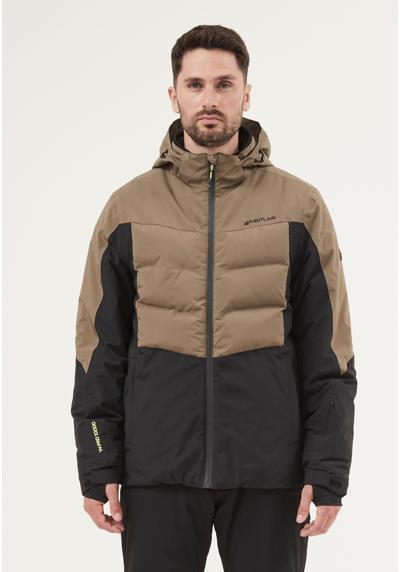 Лыжная куртка с высококачественным лыжным снаряжением.