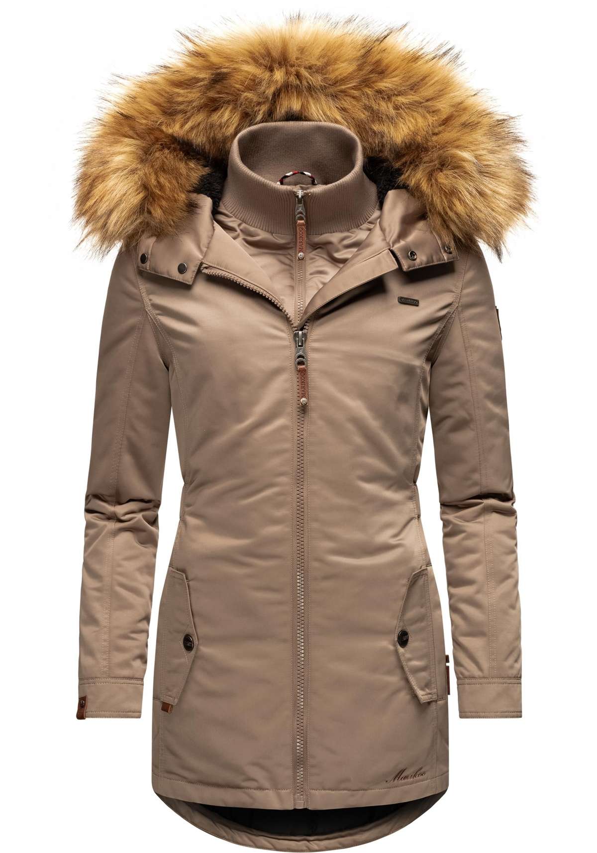 Зимнее пальто, шикарное женское полупальто с капюшоном из искусственного меха.
