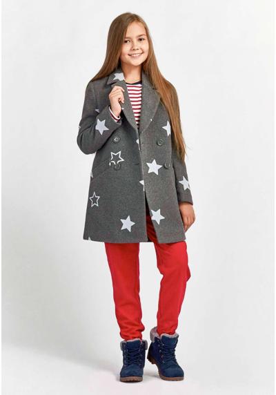 Короткое пальто с необычным звездным принтом