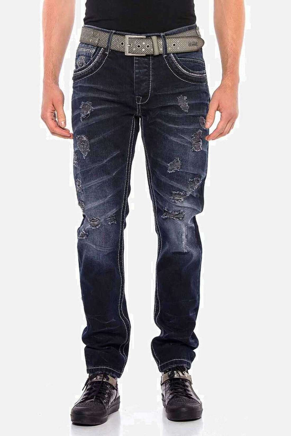 Джинсы прямого кроя с повседневными рваными элементами Jeans
