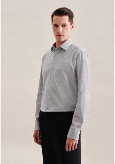 Деловая рубашка, стандартные удлиненные рукава, принт «Кент» на воротнике.