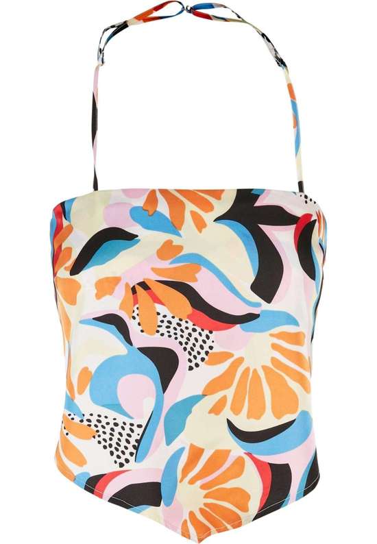 футболка Urban Classics Damen Ladies Cropped AOP Satin Triangle Top