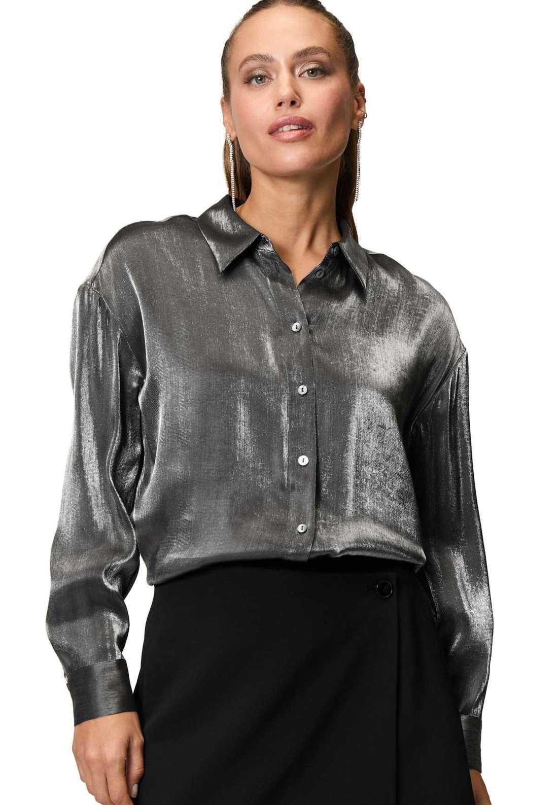 Классическая блузка zero Bluse glänzend mit Knopfleiste