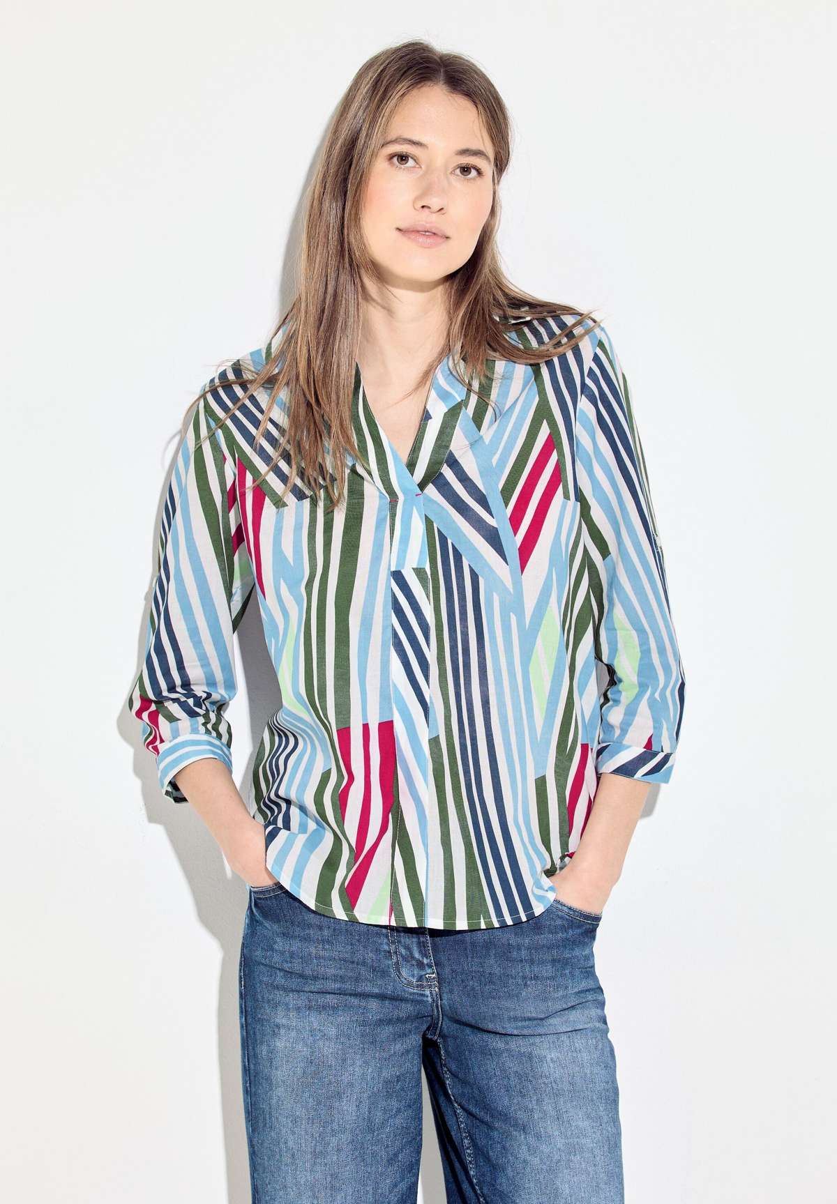 Блуза-слип с разноцветными полосками