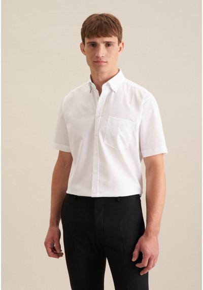 Рубашка деловая, воротник на пуговицах с короткими рукавами, однотонная