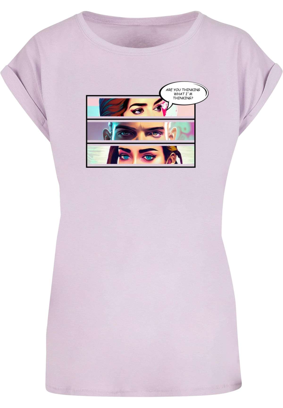 футболка Damen Ladies Thinking Comic Extended Shoulder Tee