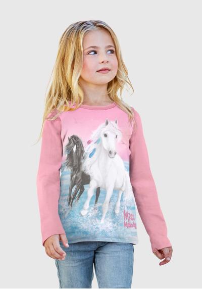 Рубашка с длинными рукавами и красивым мотивом лошади.