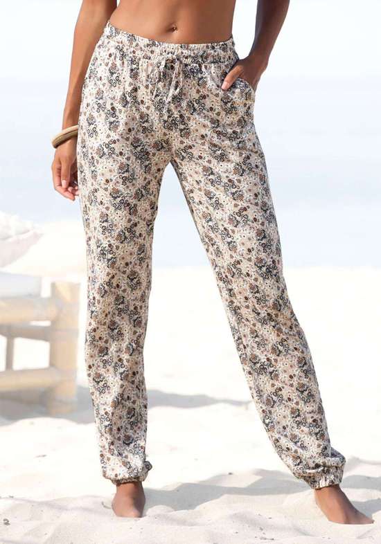 Брюки из джерси с цветочным принтом и карманами