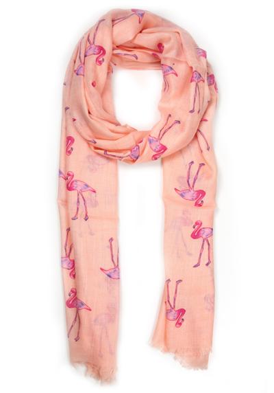 Модный шарф (1 штука) теплого цвета с фламинго.