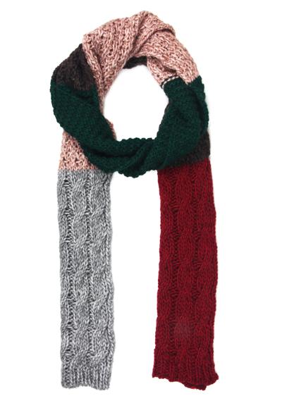 Модный шарф (1 шт.) разными узорами крупной вязки.