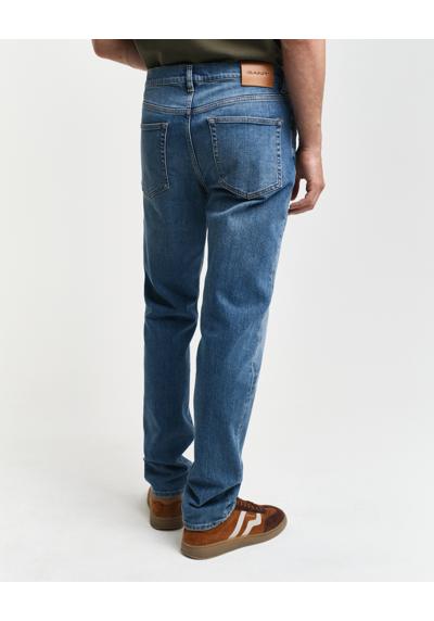 mid blue worn in