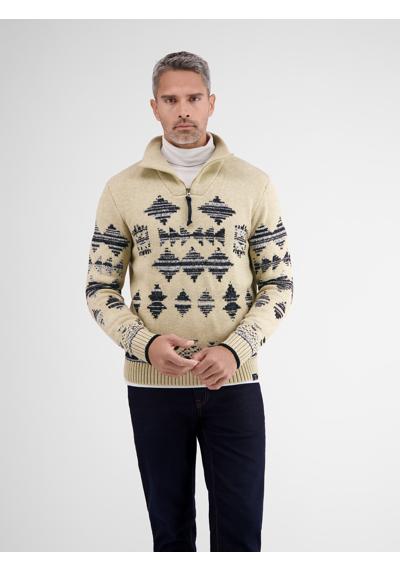 Вязаный свитер LERROS Jaquardpullover mit Troyerkragen