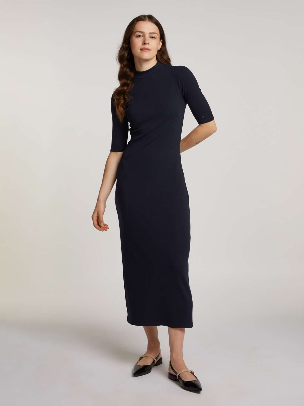 Платье миди с ребристой структурой SLIM 5X2 RIB MIDI DRESS 1/2