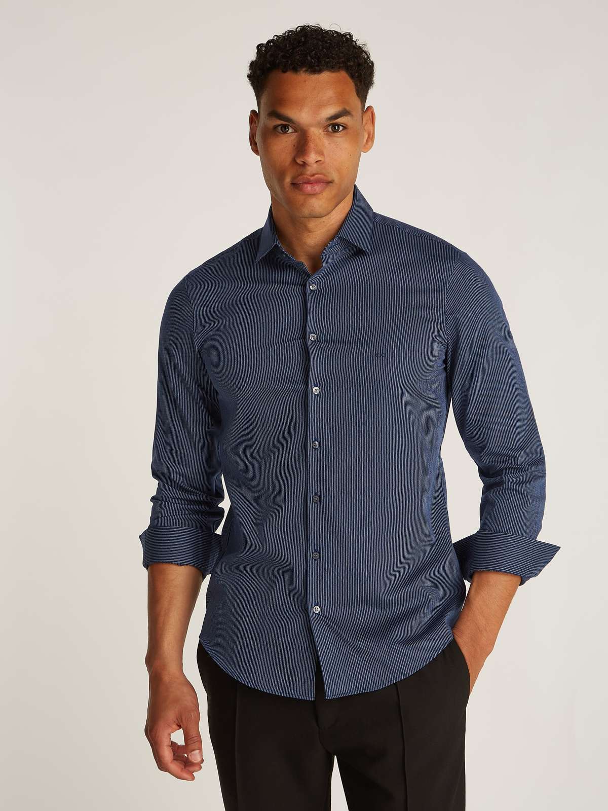 Деловая рубашка с логотипом BUSINESS STRIPE SLIM SHIRT