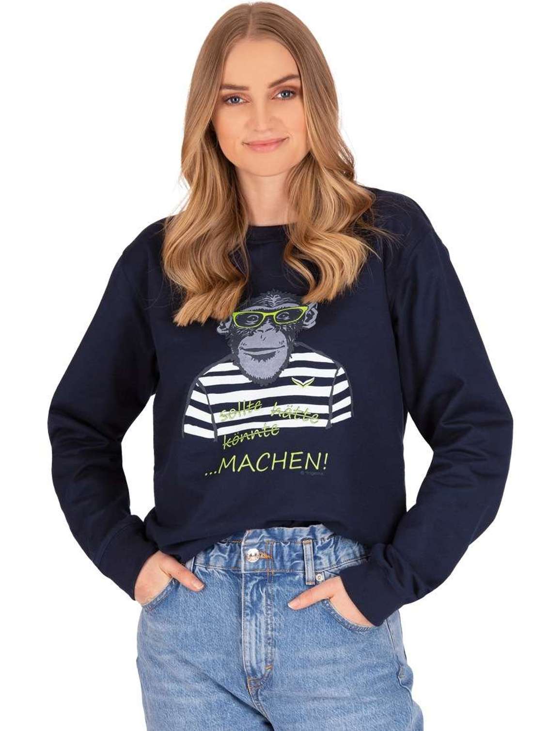 толстовка TRIGEMA Sweatshirt mit großem Affen-Druckmotiv