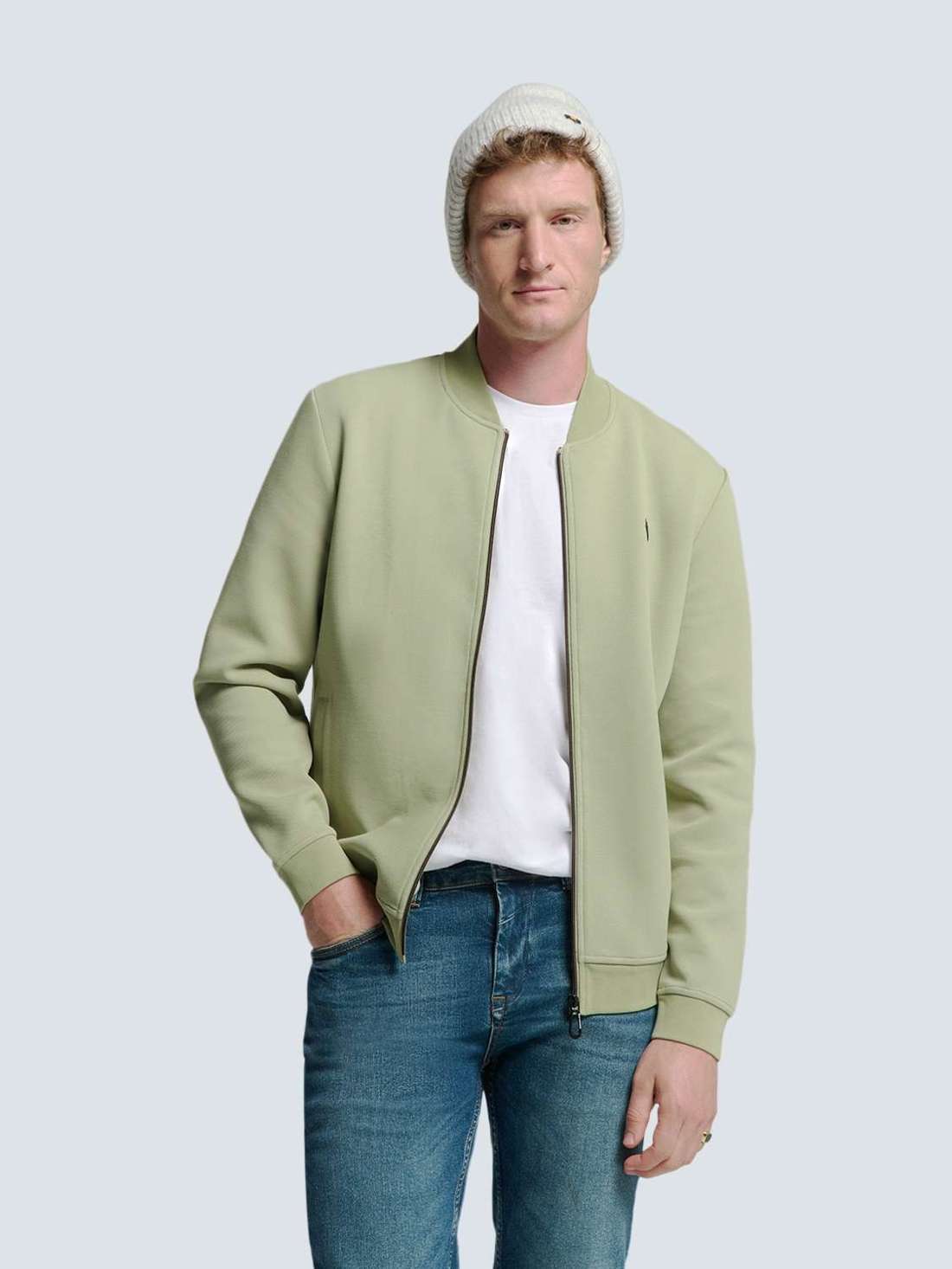 Свитера No Excess Stylische Weste mit Bomberkragen und Piqué-Material