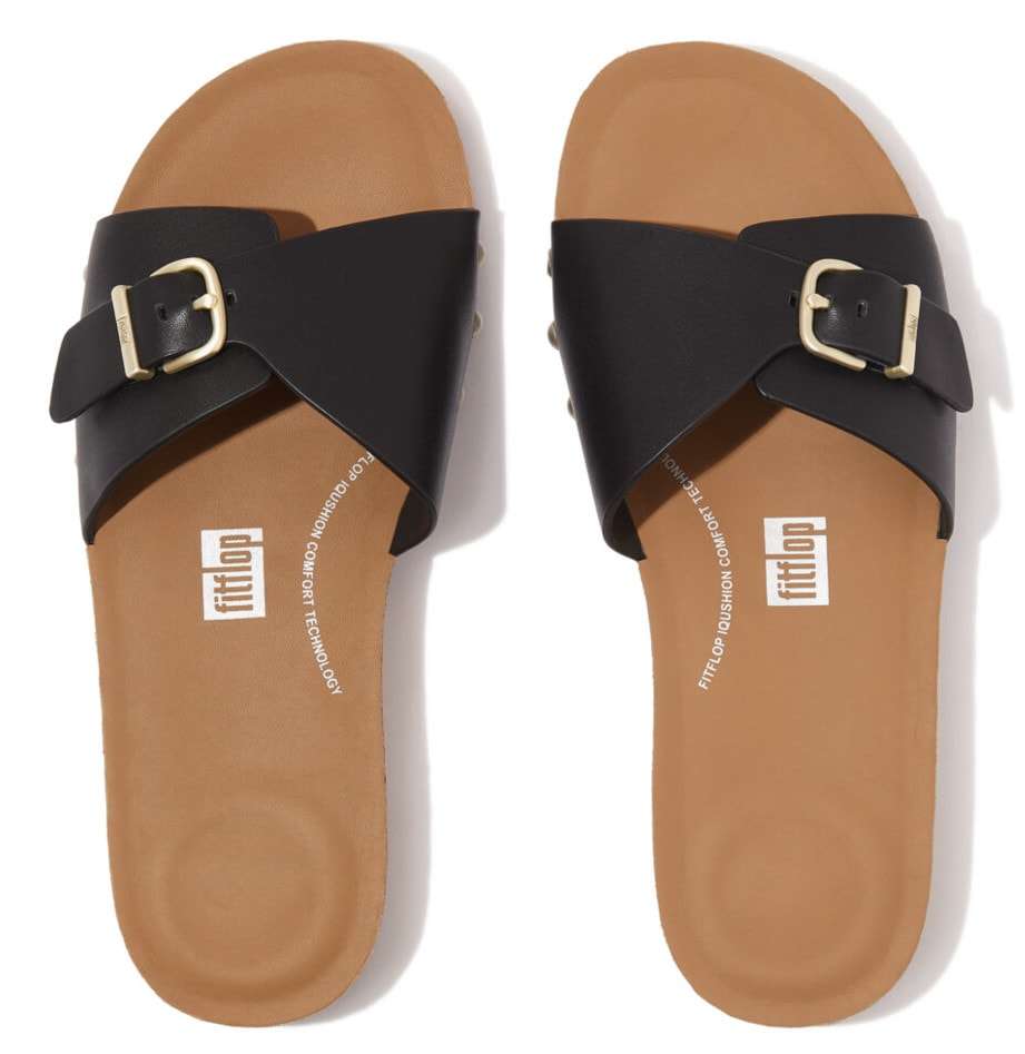 Мул IQUSHION ADJUSTABLE BUCKLE LEATHER SLIDES